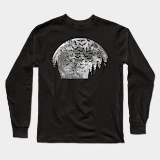 Bat And Forest On Moon Long Sleeve T-Shirt
